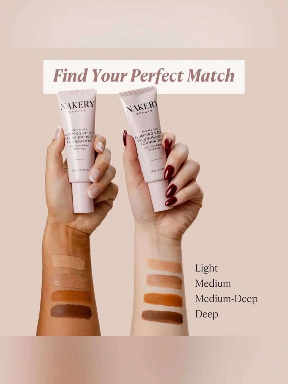NEW LIGHT Nakery Beauty Plumping Velvet Serum Infused Foundation